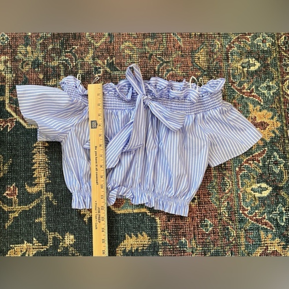 ZARA OFF THE‎ SHOULDER CROP TOP WITH BOW STRIPED SIZE MEDIUM - Picture 4 of 6